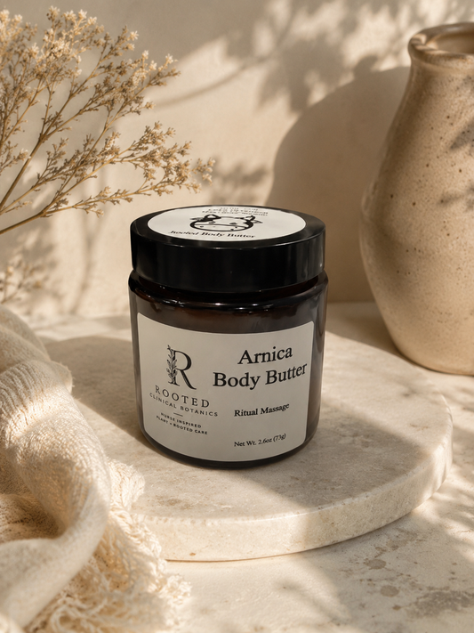 Arnica Body butter 4oz amber glass jar