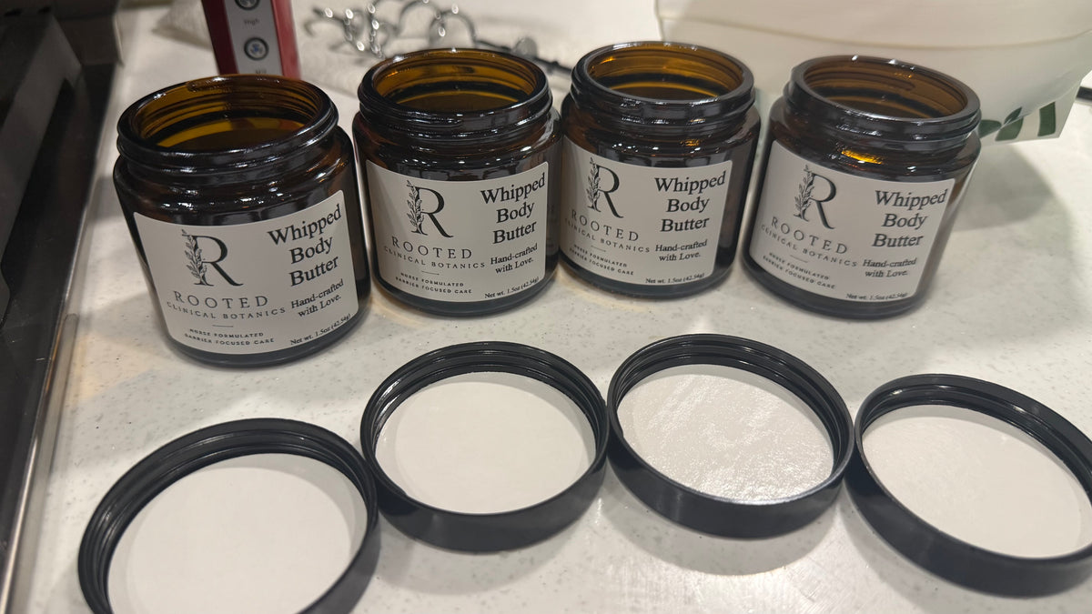 4oz amber glass jar ready to be pump with body butter